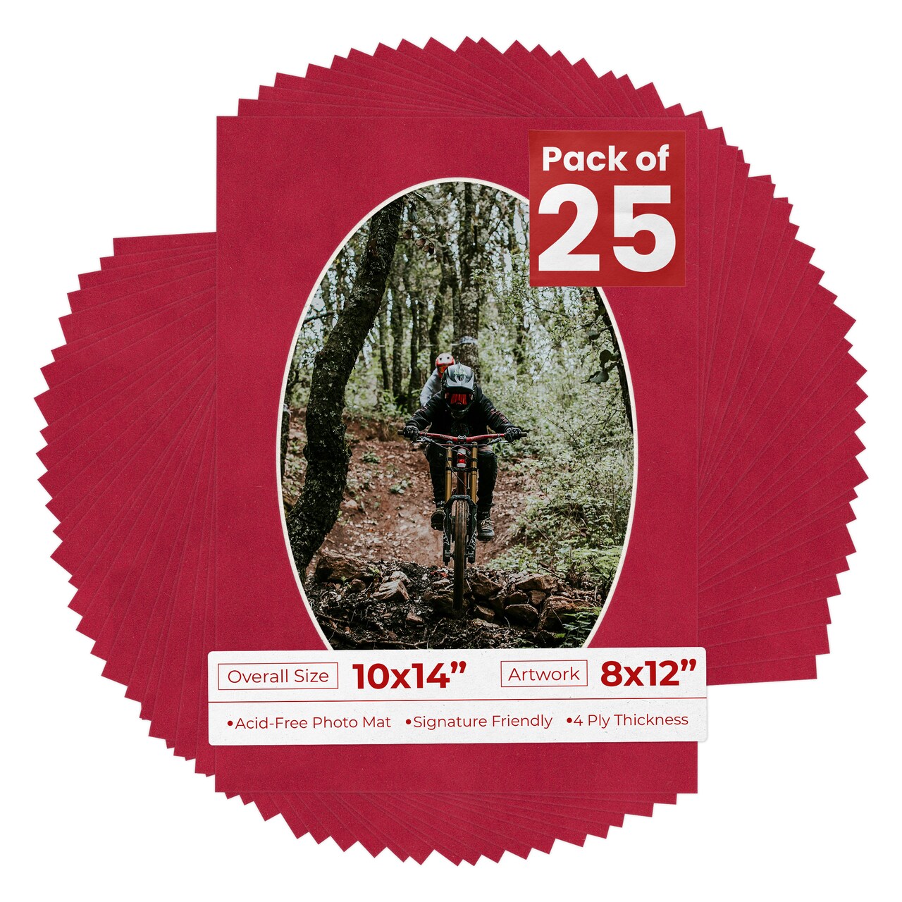 Red Suede Mat Board for 10x14 Frames - Oval Opening for 8x12 Photos